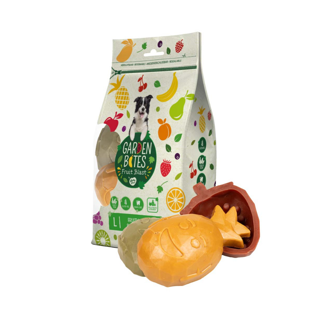 Verpackung Dental Kausnack Garden Bites Fruity Buddies Größe L - DUVO+