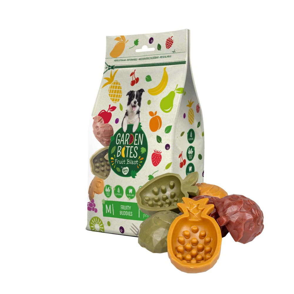 Verpackung Dental Kausnack Garden Bites Fruity Buddies Größe M - DUVO+