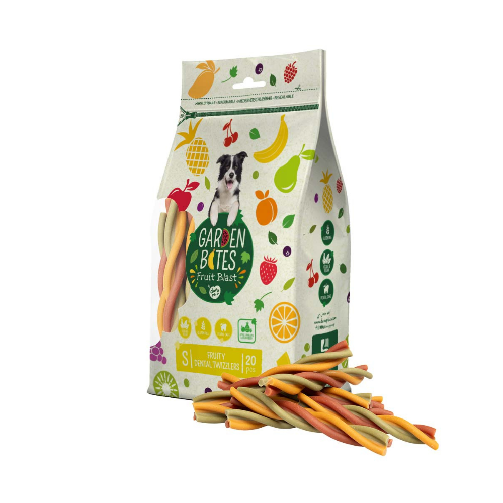Verpackung Dental Kausnack Garden Bites Fruity Dental Twizzlers Größe S - DUVO+