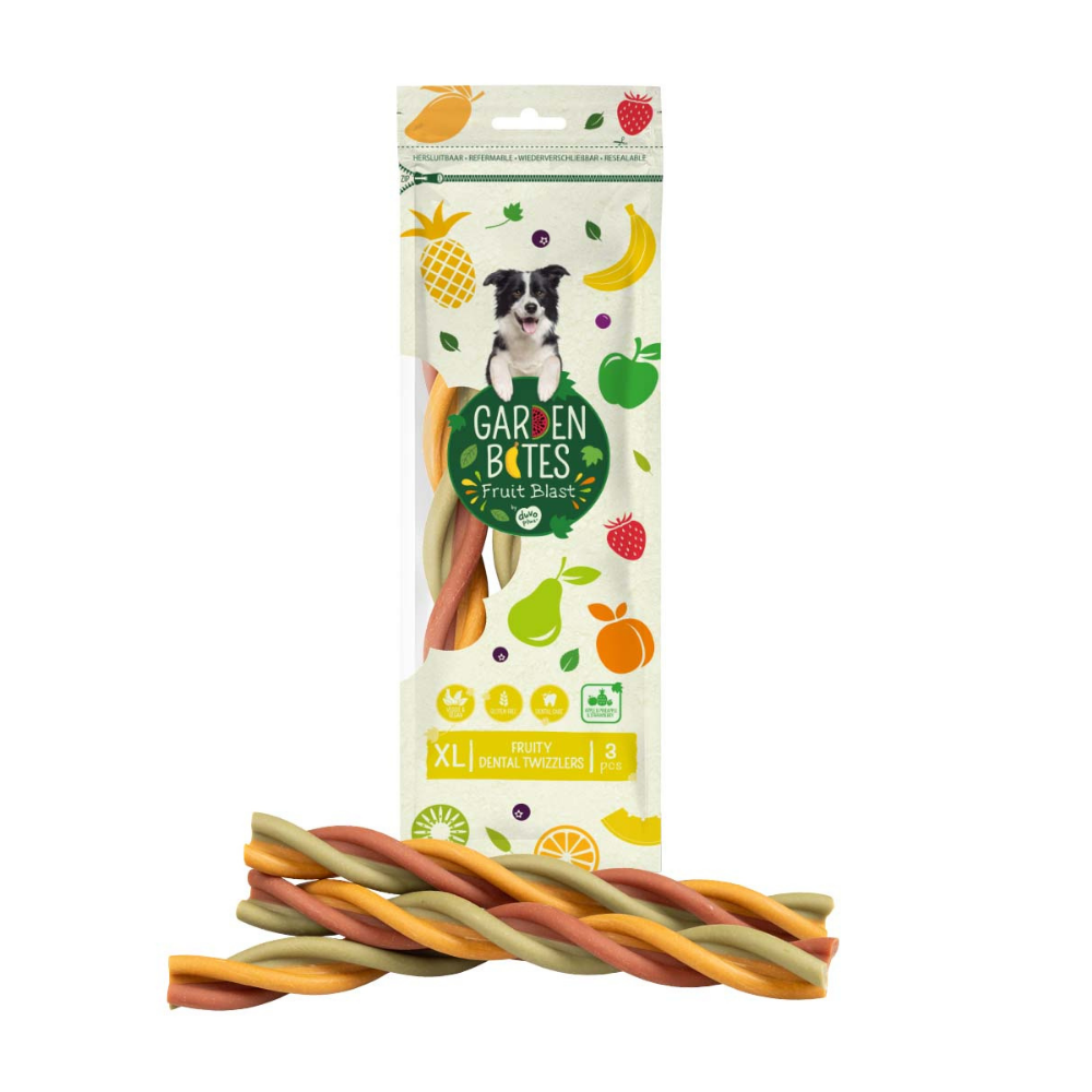 Verpackung Dental Kausnack Garden Bites Fruity Dental Twizzlers Größe XL - DUVO+