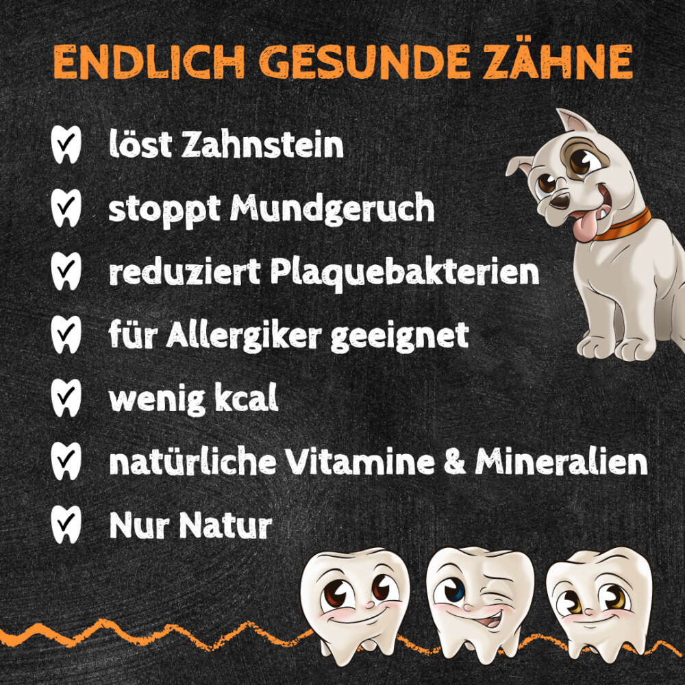 Vorteile QChefs Zahnpflege-Snacks für Hunde