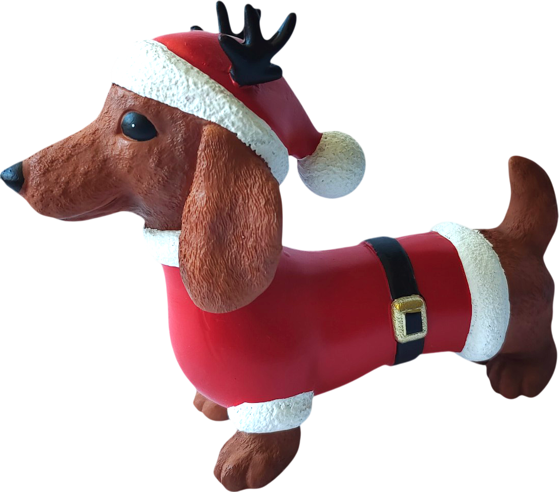 Weihnachts Dackel Poly mit Geweih & Mütze 25 cm