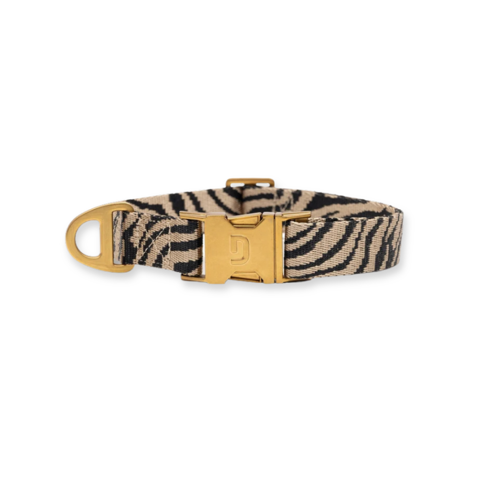 Zebra Hundehalsband Beige/Black - DOGGUO