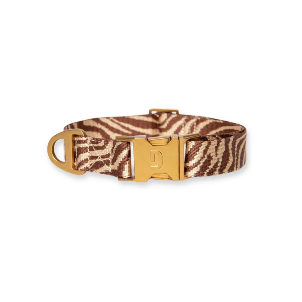 Zebra Hundehalsband Brown/Beige - DOGGUO