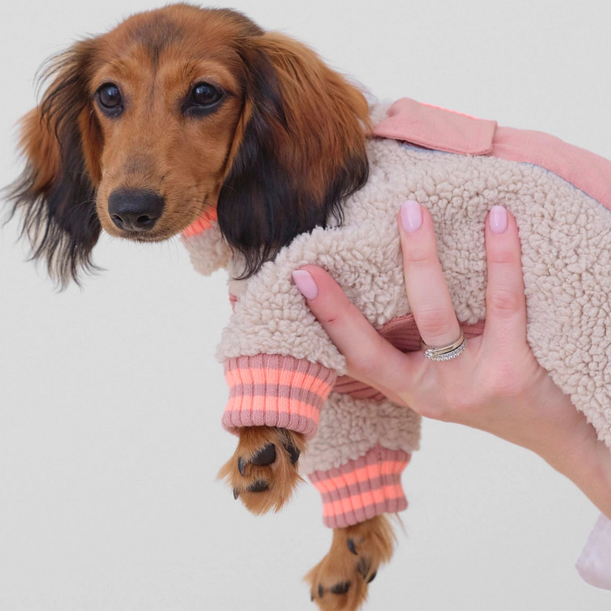 lumiies® Sport Racer Hundeoverall aus Teddy-Sherpa-Fleece Royal Rosewood