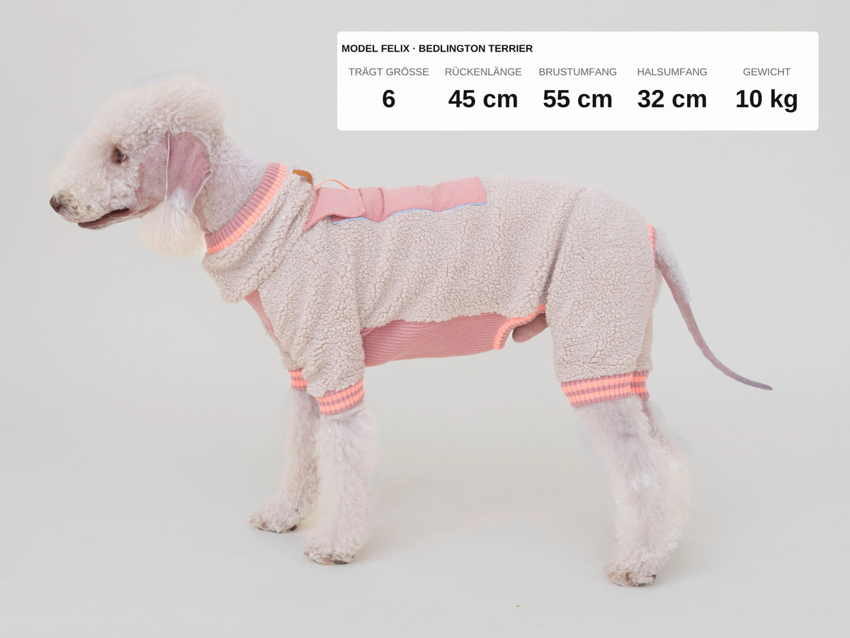 lumiies® Sport Racer Hundeoverall aus Teddy-Sherpa-Fleece Royal Rosewood