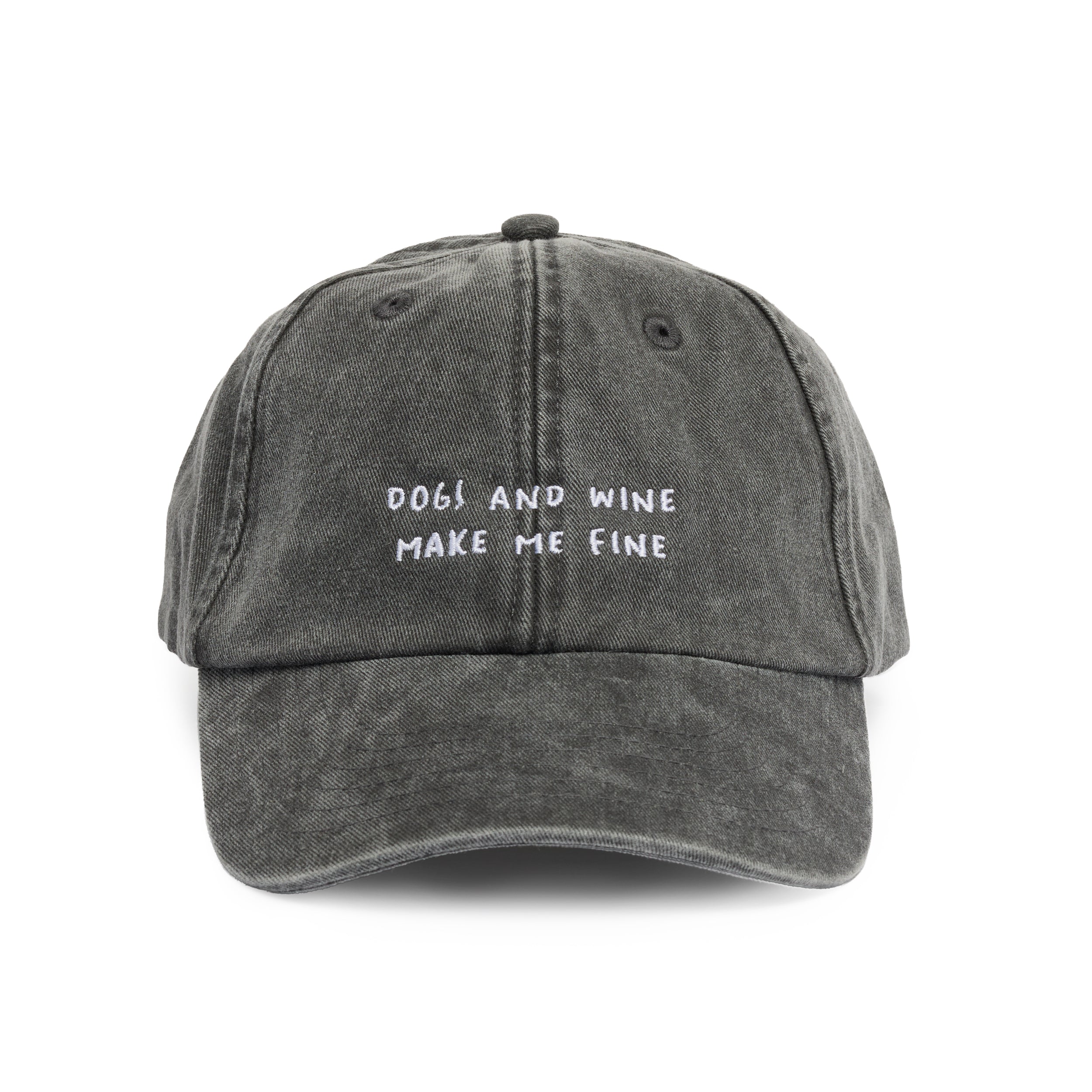 Lieblingspfote Cap DOGS AND WINE MAKE ME FINE Vintage Denim Schwarz