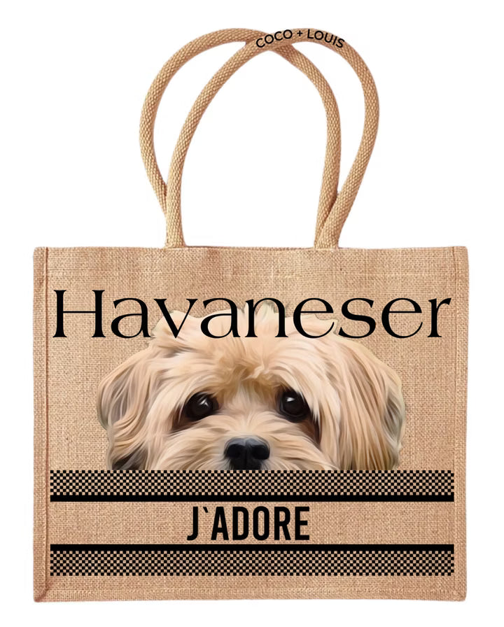 COCO + LOUIS Jute Shopper mit Hundemotive Havaneser