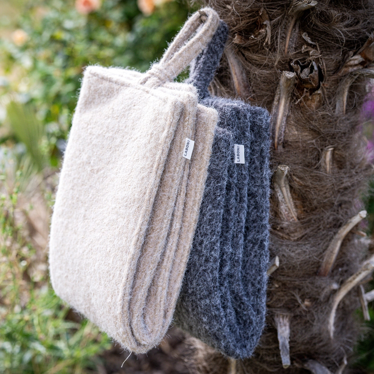 Faltbare Reisedecke FELTRO Beige Walkfilz-Optik