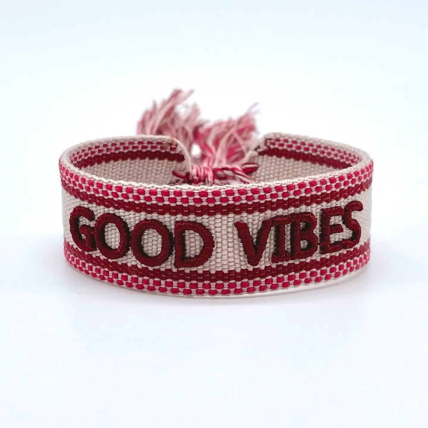 Statement Armband GOOD VIBES Bordeaux