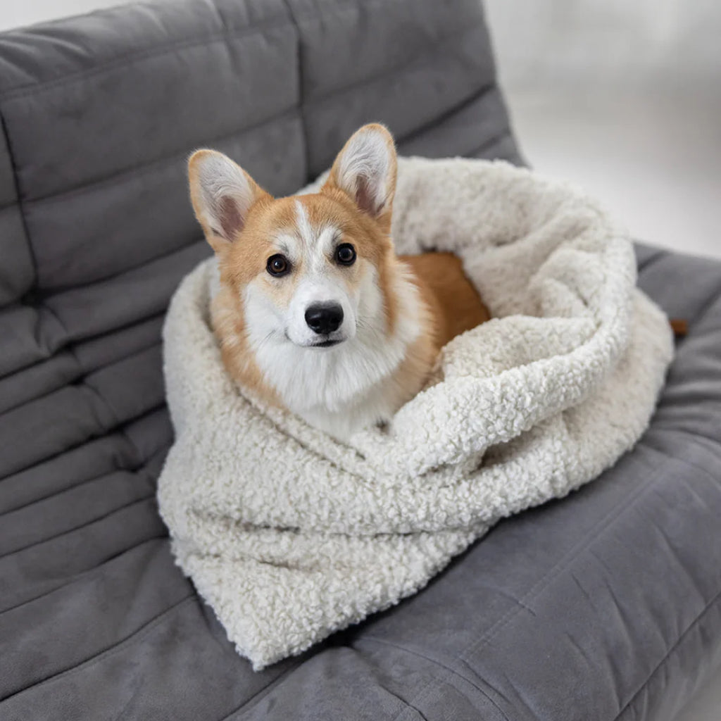 Hund in Kuschelschlafsack NUBE Off-White - Lieblingspfote