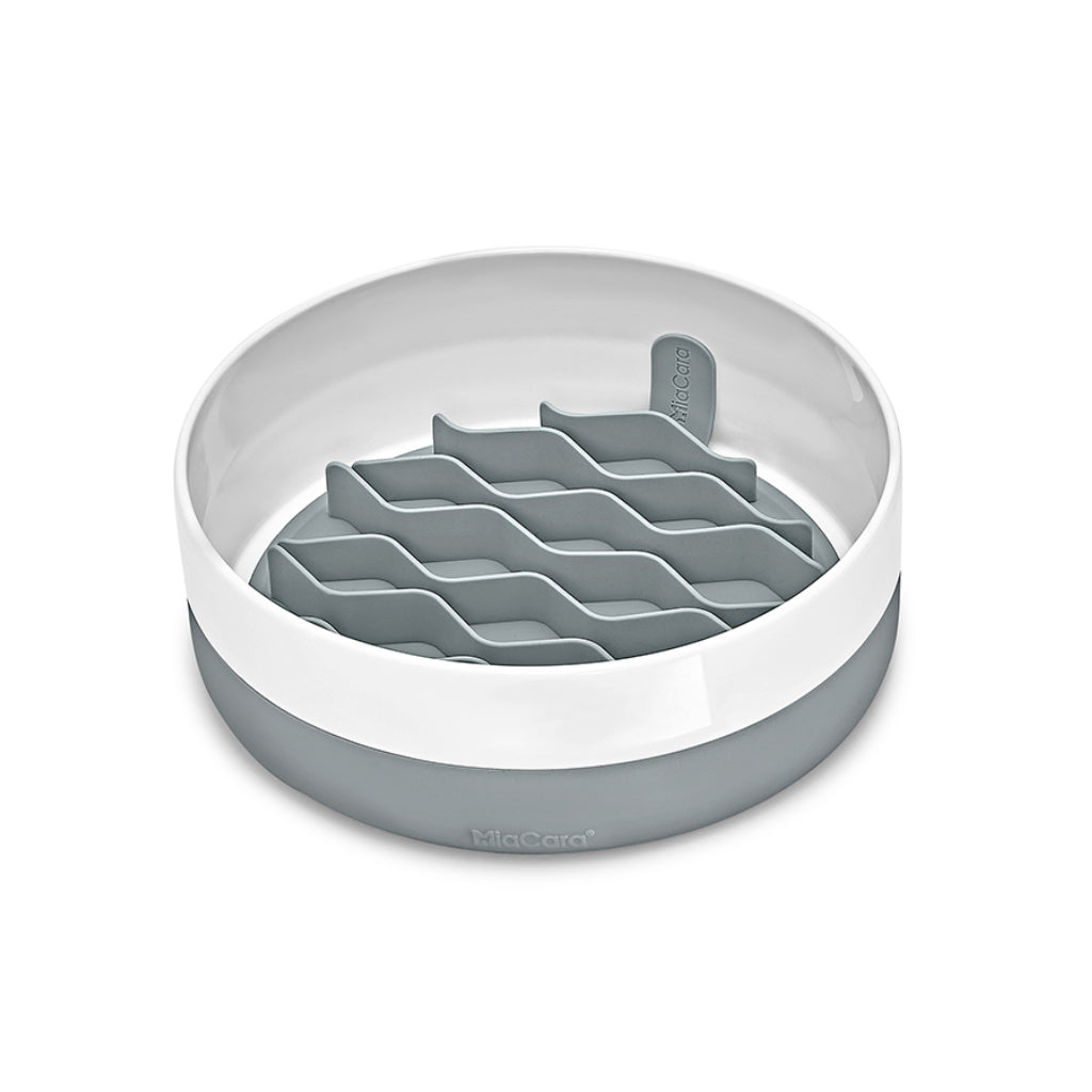 MiaCara Lento Anti-Schlingeinsatz für Porzellannäpfe Schiefer grau eingesetzt  - MiaCara