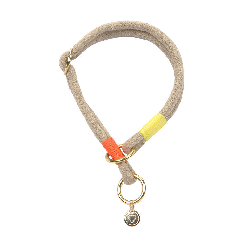 PALOPA Hundehalsband MILA SLIM Natur Neon Orange