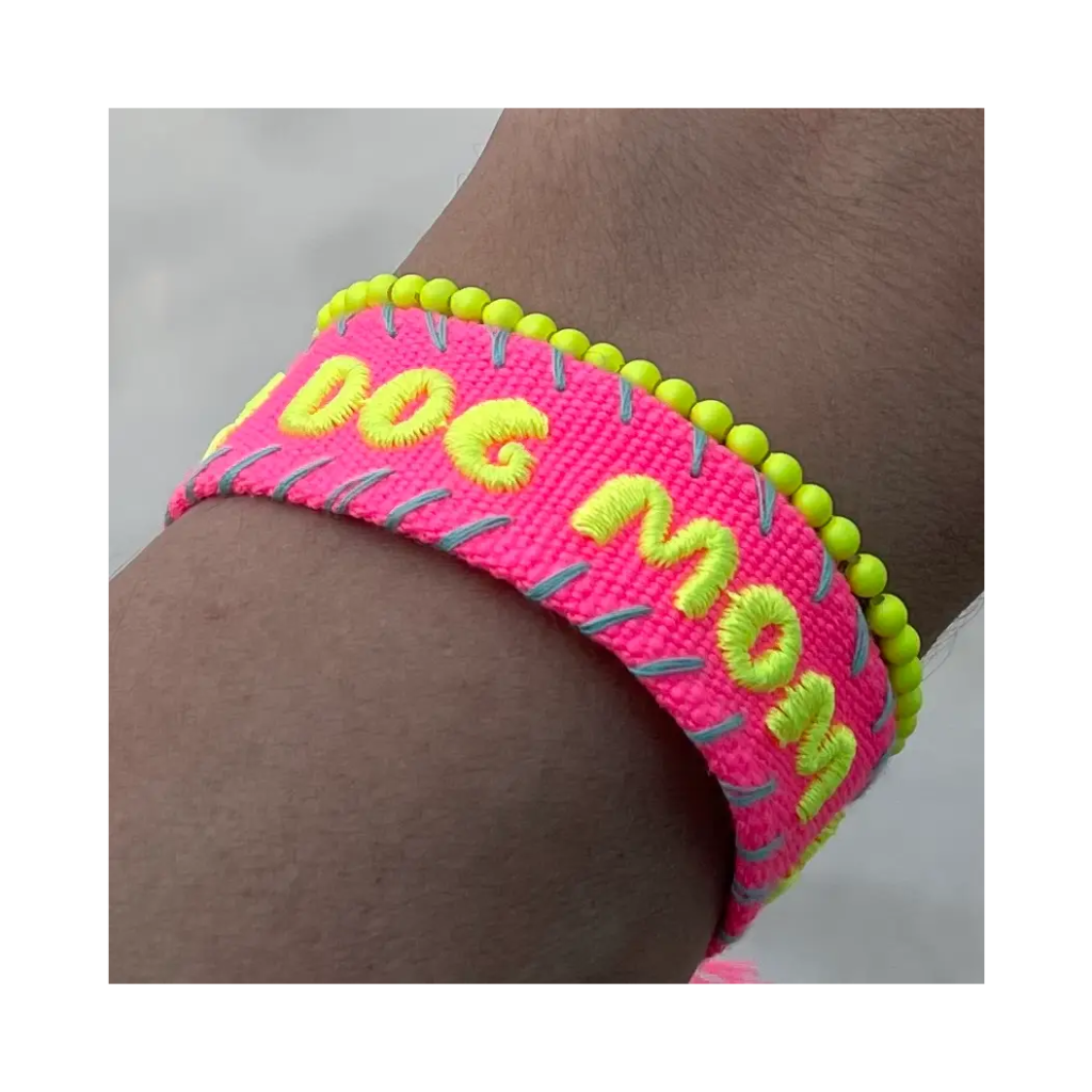 Moodbild Statement Armband DOG MOM Neon Pink - LOVIN'DOG