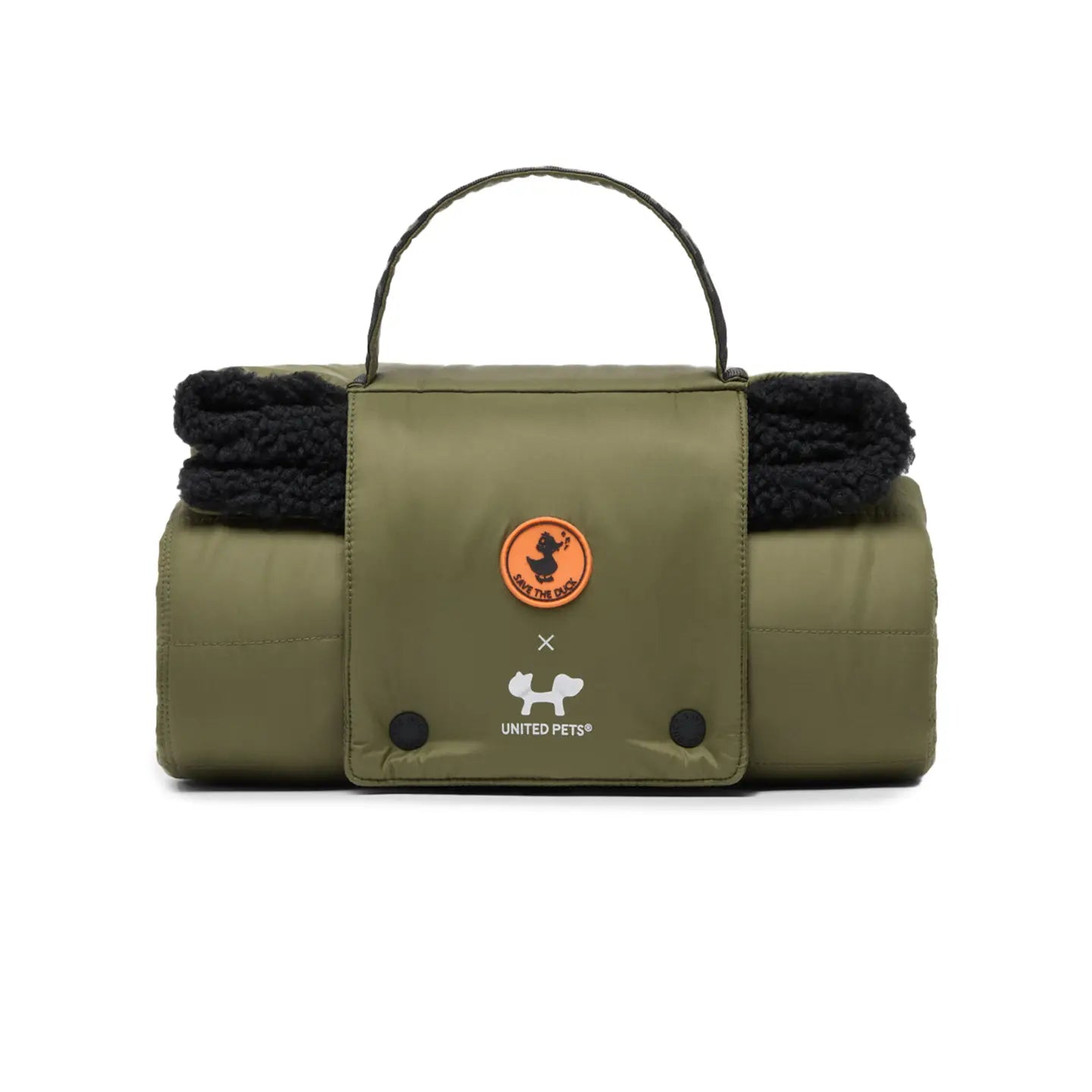 Vorderseite SAVE THE DUCK X United Pets Travelmatte COZY TEDDY Olive