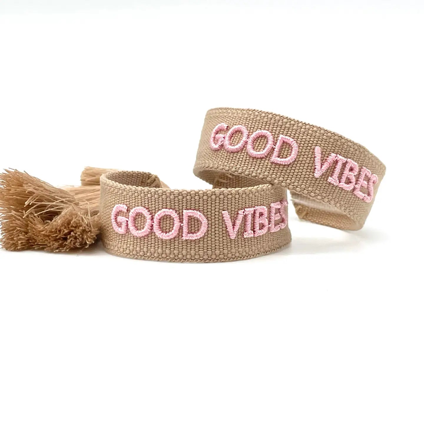 Statement Armband GOOD VIBES Taupe Rosa