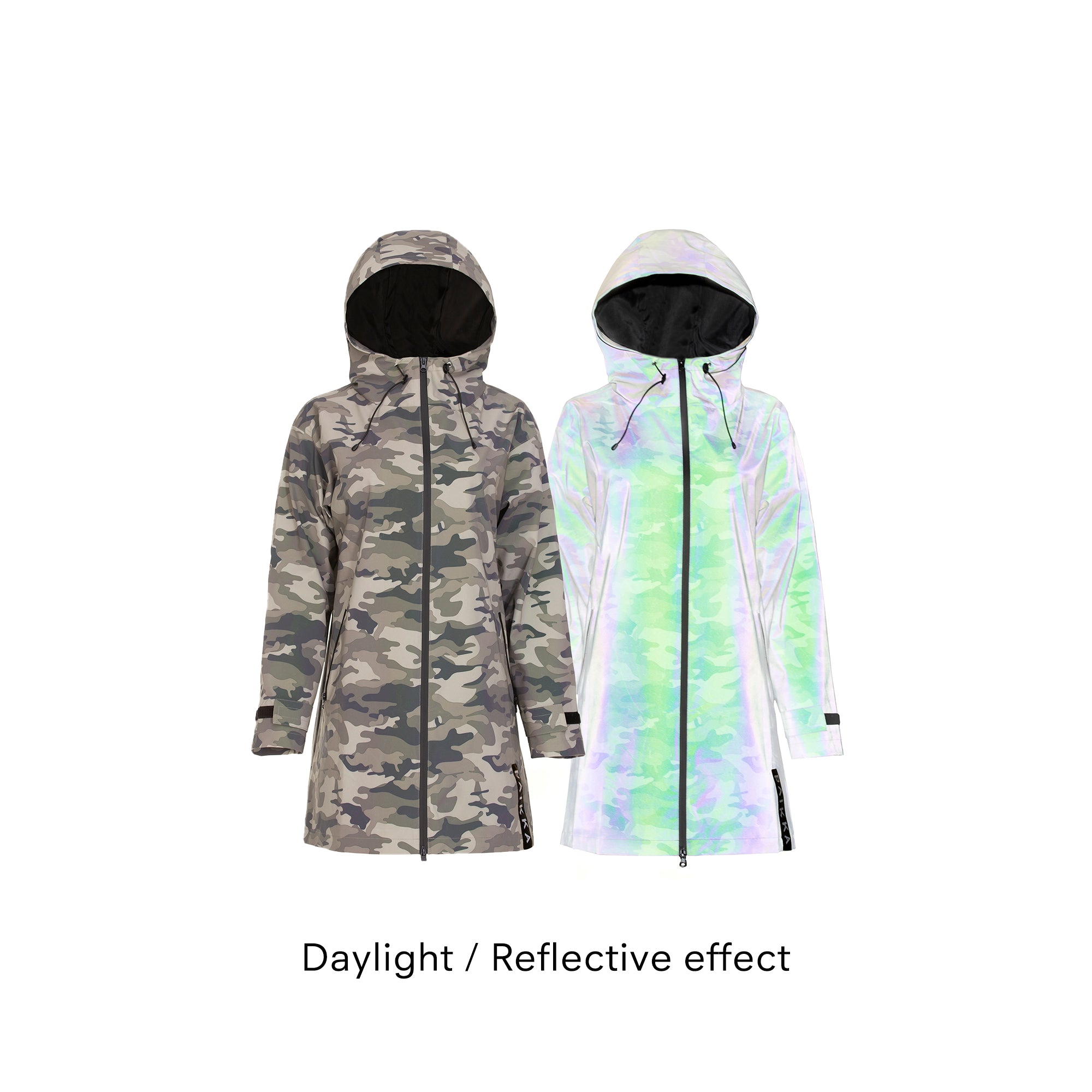 Tageslicht & Reflektion Regenmantel Damen Visibility Camouflage - PAIKKA