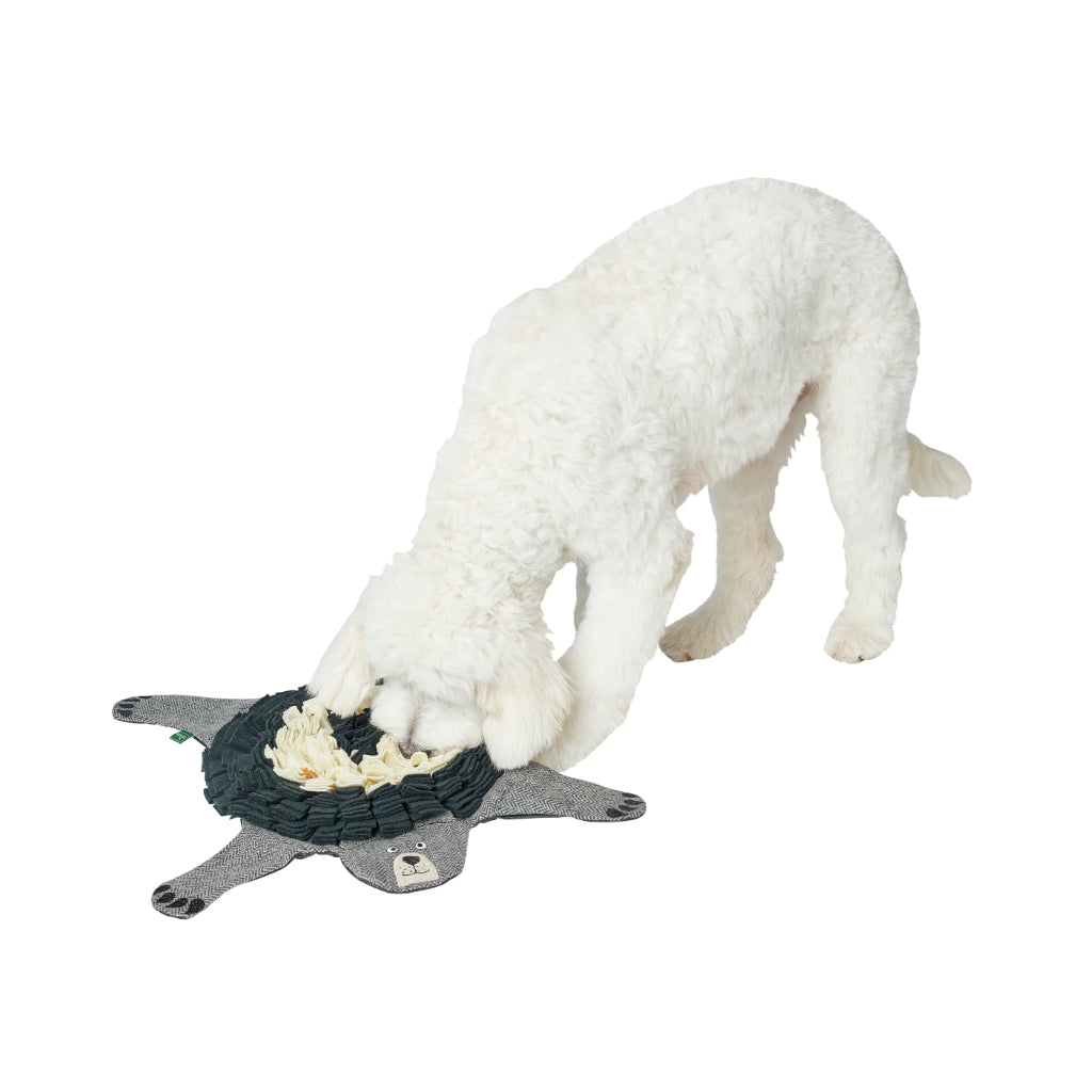 Hund mit Schnüffelteppich Billund Bär Grau upgecycelt 75 cm - HUNTER