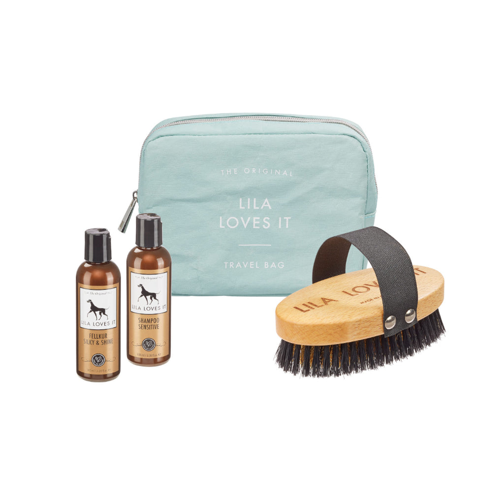 Travelbag mint mit Kurzhaarbürste, Shampoo Sensitive & Fellkur - LILA LOVES IT