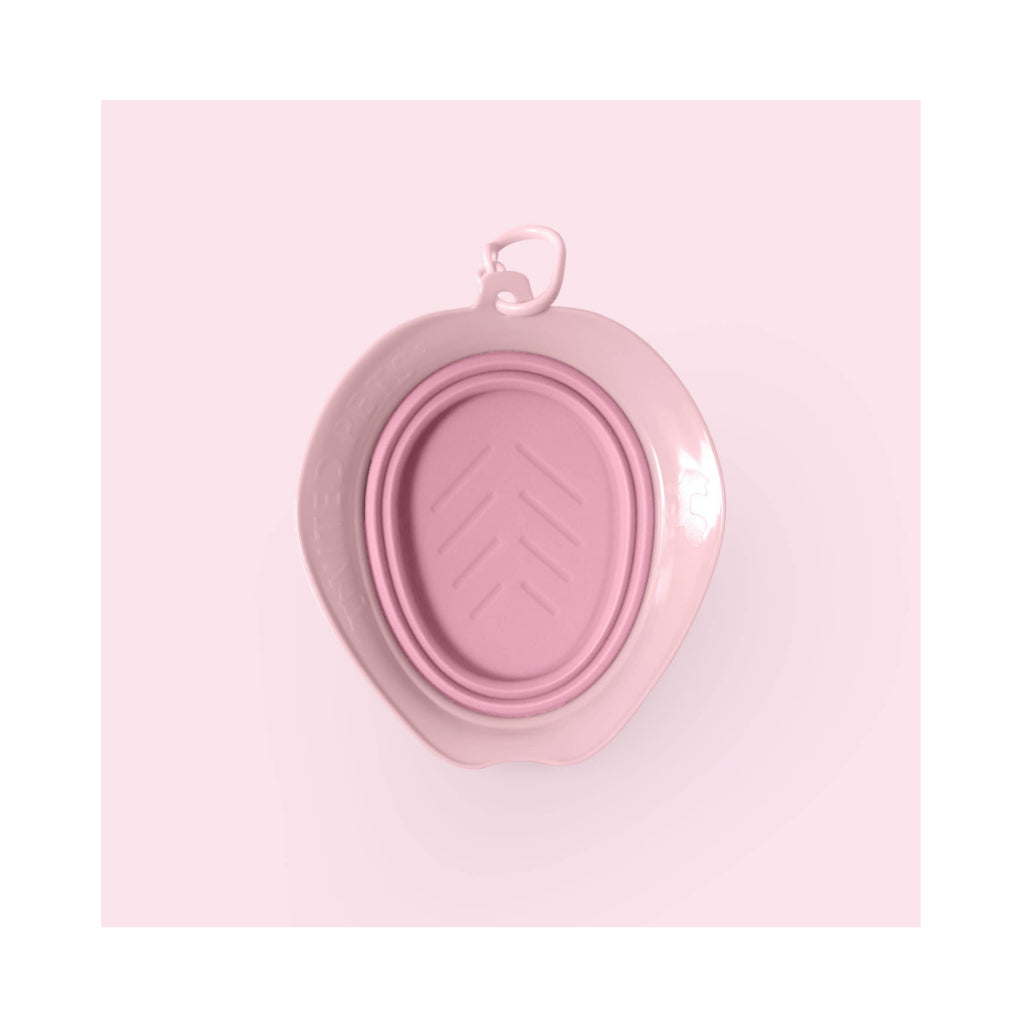 Leaf Bowl Silikon Napf faltbar Dusty Pink zusammengefaltet - United Pets
