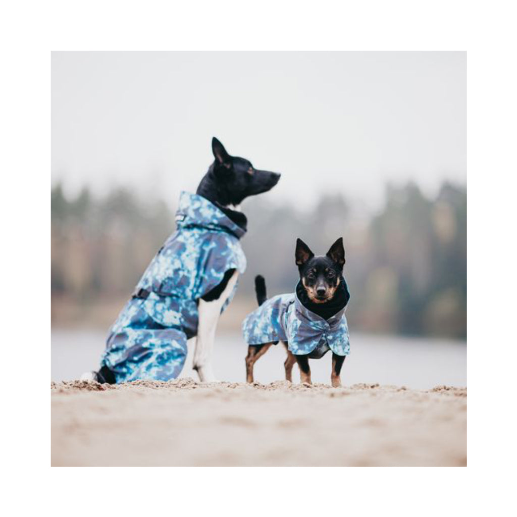 Hunde mit Hunderegenmantel Raincoat Visibility LITE PETROL reflektierend - PAIKKA