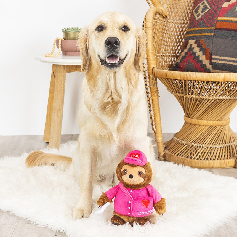 Hund mit Kuscheltier Faultier Love on delivery - PetShop by Fringe Studio