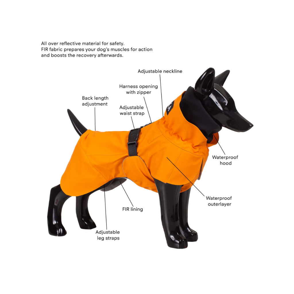 Hunderegenmantel Raincoat Recovery Orange reflektierend Übersicht - PAIKKA